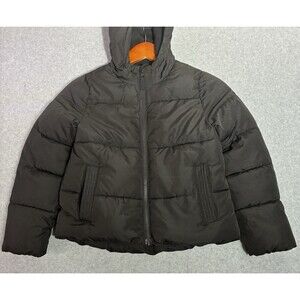 Kids Small 6-6X Black Puffer Jacket SwissTech Hooded Winter Coat Warm Insulated